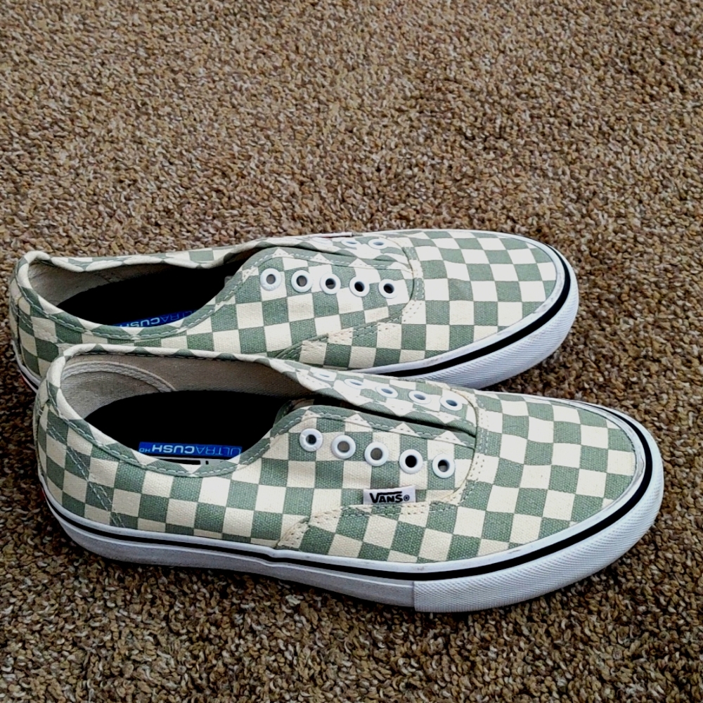 Vans, Womens 9 / Mens 7.5, green checkered print